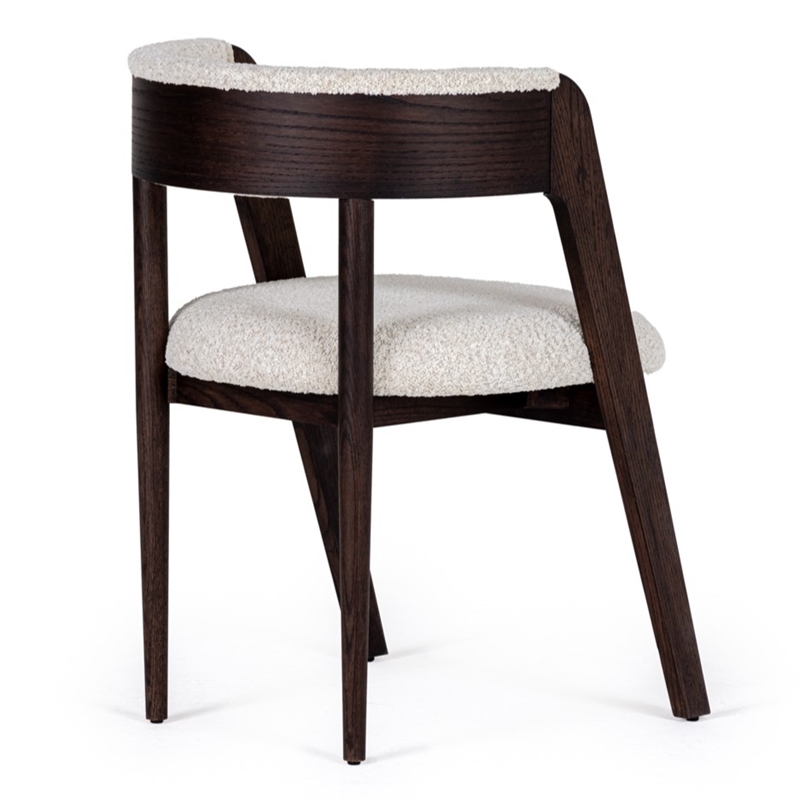 Pemberly Row Modern Fabric Dining Chair Set of 2 in Cream & Walnut Oak