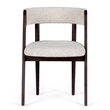 Pemberly Row Modern Fabric Dining Chair Set of 2 in Cream & Walnut Oak