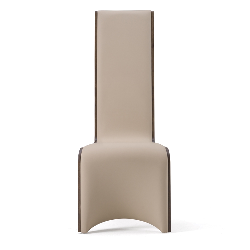 Pemberly Row Vegan Leather Dining Chair Set of 2 in Beige & Grey Ash