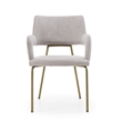 Pemberly Row Modern Fabric Dining Arm Chair with Brass Legs in Heather Grey