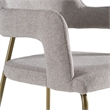 Pemberly Row Modern Fabric Dining Arm Chair with Brass Legs in Heather Grey