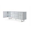 Pemberly Row 4-Door Modern Stainless Steel & MDF Wood Buffet in White