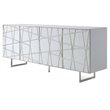 Pemberly Row 4-Door Modern Stainless Steel & MDF Wood Buffet in White