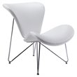 Pemberly Row Mid-Century Chrome & Faux Leather Accent Chair in White