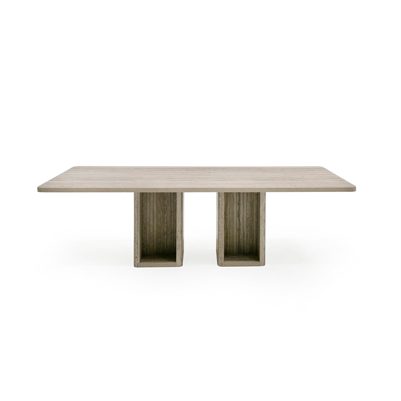 Pemberly Row Modern Rectangular Double Pedestal Dining Table for 8