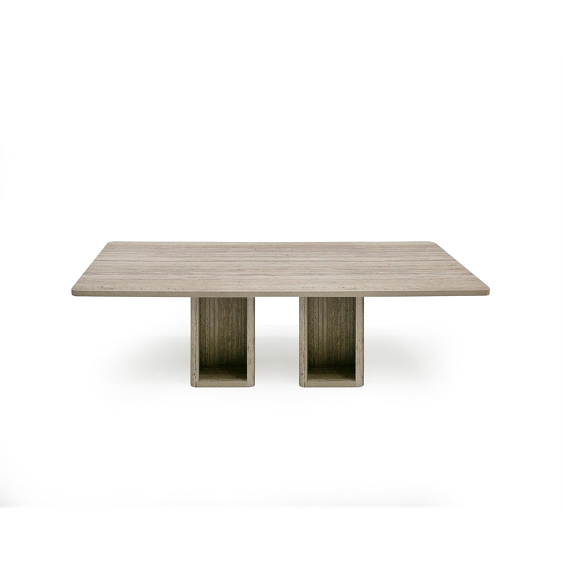 Pemberly Row Modern Rectangular Double Pedestal Dining Table for 8