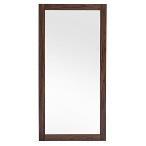 Pemberly Row 79x39&quot Modern Glass and Veneer Floor Mirror in Brown/Clear