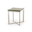 Pemberly Row Rectangular Glass & Steel Mosaic End Table in Silver/Clear