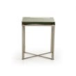 Pemberly Row Rectangular Glass & Steel Mosaic End Table in Silver/Clear