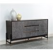 Pemberly Row Contemporary Velvet & Wood Veneer Buffet in Charcoal & Gold