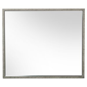 Pemberly Row 34x40&quot Modern Faux Concrete & Glass Mirror in Brown/Clear