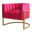 Pemberly Row Velvet & Stainless Steel Upholstered Accent Chair in Pink/Gold