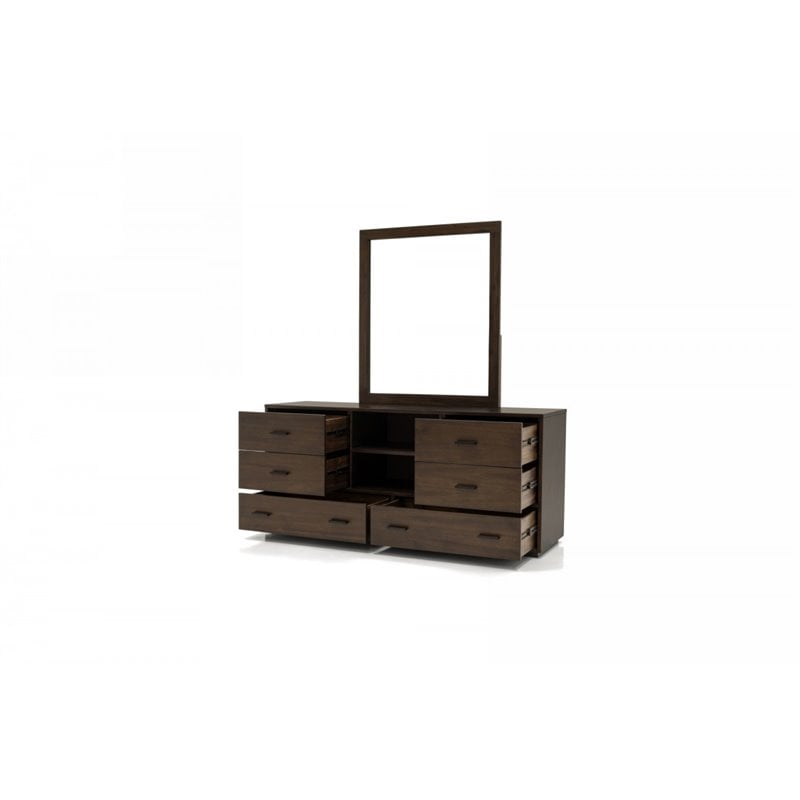 Pemberly Row 6-Drawer Wood Bedroom Dresser in Dark Walnut & Matte Black
