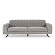 Pemberly Row Modern Velvet & Metal Upholstered Sofa in Gray & Black