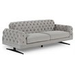 Pemberly Row Modern Velvet & Metal Upholstered Sofa in Gray & Black
