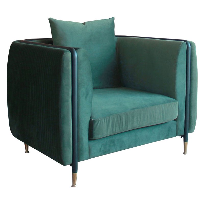 Pemberly Row Modern Velvet & Metal Accent Chair in Dark Green Jade