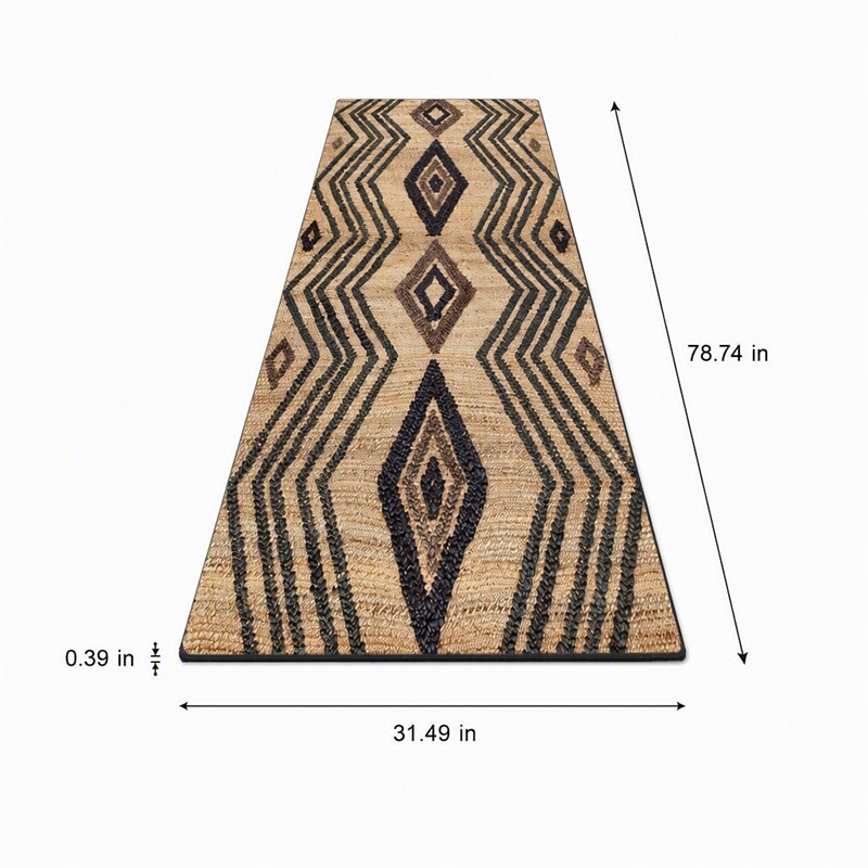 Pemberly Row Polyester Hall Carpet 80 x 200 Non-Slip Multi-Color