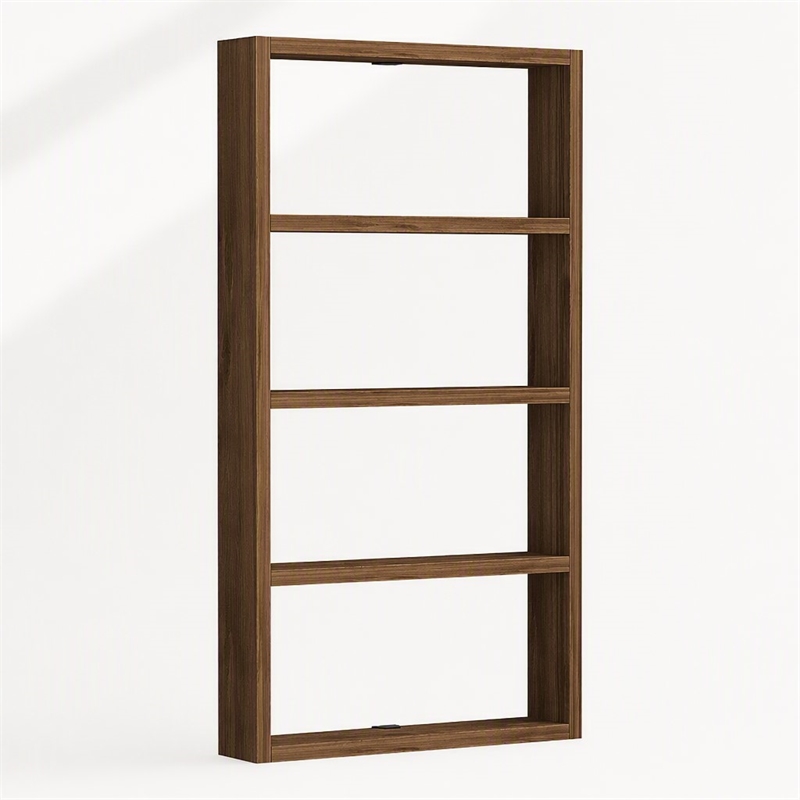 Pemberly Row Walnut Wall Shelf with Multiple Storage Levels