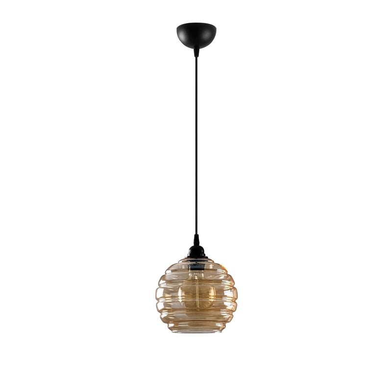 Pemberly Row Gold and Black Chandelier in Metal with Glass Cap