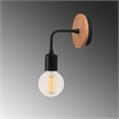 Pemberly Row Industrial Wall Lamp with Metal Body & Wooden Base in Black