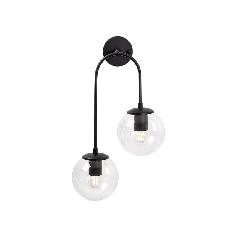 Pemberly Row Wall Lamp in Black with Metal Body & Glass Accents