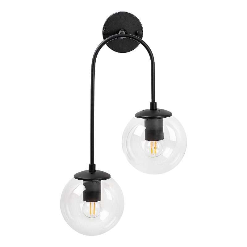 Pemberly Row Wall Lamp in Black with Metal Body & Glass Accents