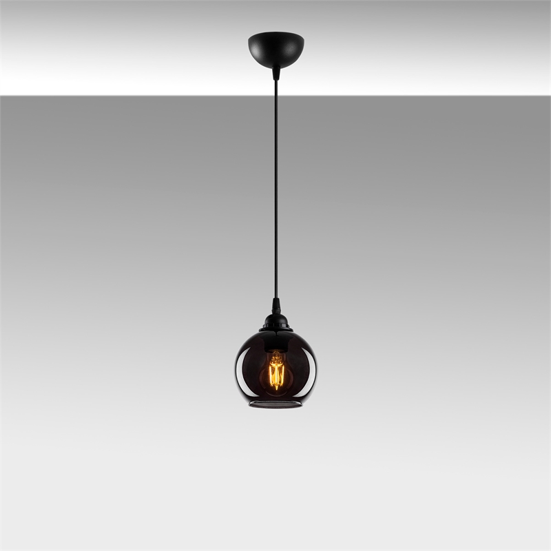 Pemberly Row Smoked Chandelier with Metal Body in Black Finish