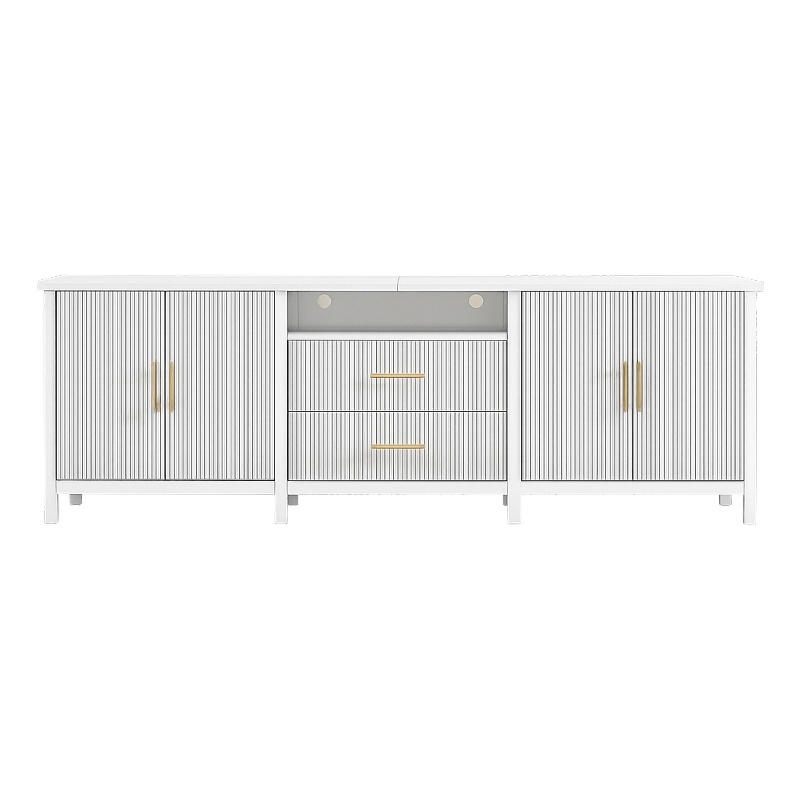 Pemberly Row Modern Fluted TV Stand for TVs up to 100 in White