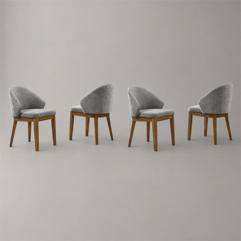 Pemberly Row Set of 4 Barrel-Back Dining Chairs in Light Gray Fabric