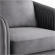 Pemberly Row Set of 2 Gray Velvet Accent Chairs with Chrome Metal Trim