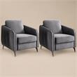 Pemberly Row Set of 2 Gray Velvet Accent Chairs with Chrome Metal Trim