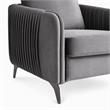 Pemberly Row Set of 2 Gray Velvet Accent Chairs with Chrome Metal Trim