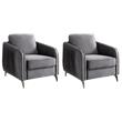Pemberly Row Set of 2 Gray Velvet Accent Chairs with Chrome Metal Trim