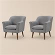 Pemberly Row Gray Oversized Armchairs with Wooden Walnut Legs - Set of 2
