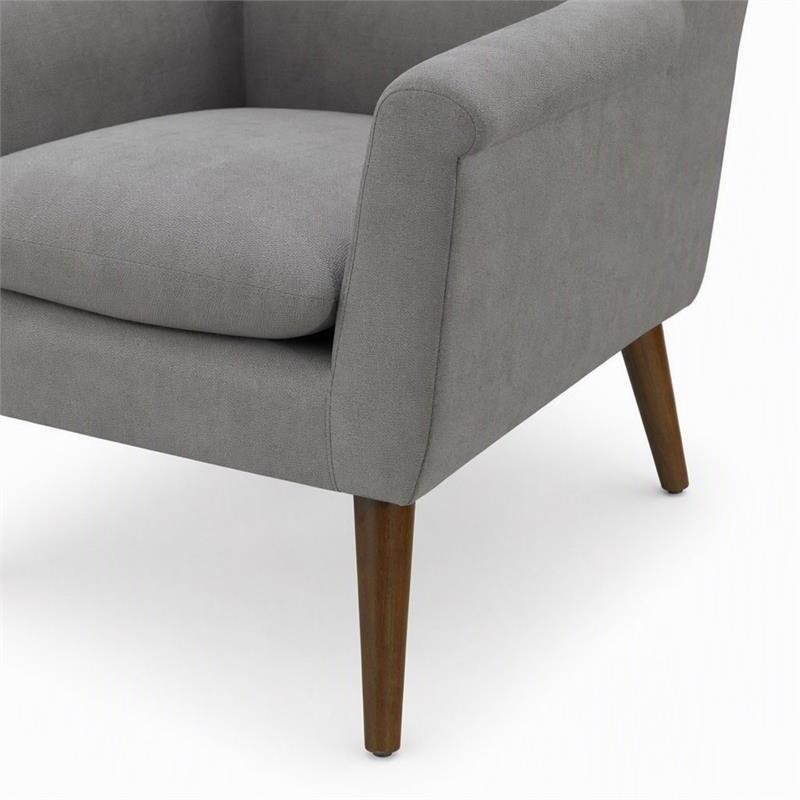 Pemberly Row Gray Oversized Armchairs with Wooden Walnut Legs - Set of 2