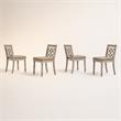 Pemberly Row Set of 4 Contemporary Off White Fabric Chairs with Cushion