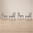 Pemberly Row Set of 4 Contemporary Off White Fabric Chairs with Cushion