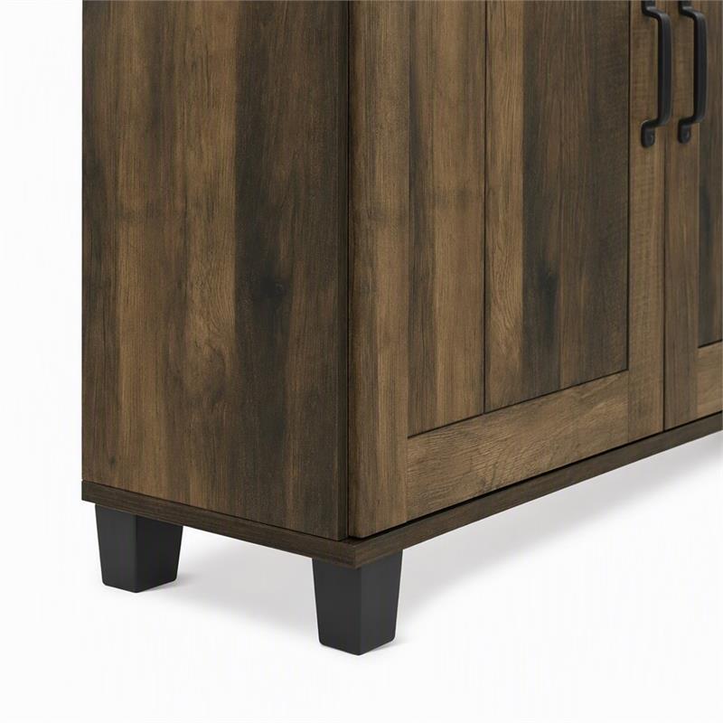 Pemberly Row 2-Piece 3-Door Shoe Cabinet Set in Dark Dusty Oak
