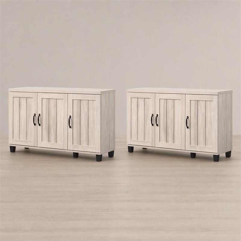 Pemberly Row Engineered Wood Dusty Gray Oak Shoe Cabinets - Set of 2