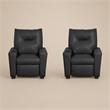 Pemberly Row Set of 2 Kids Recliner Chairs in Black PVC Leather