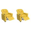 Pemberly Row Set of 2 Kids Recliner Chairs in Yellow Faux Leather
