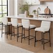 Pemberly Row Set of 4 White Boucle Fabric Counter Height Chairs