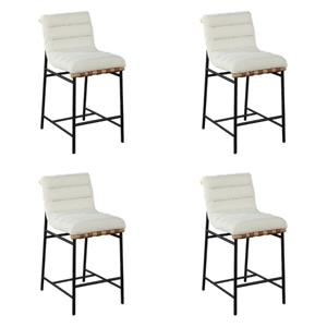 Pemberly Row Set of 4 White Boucle Fabric Counter Height Chairs