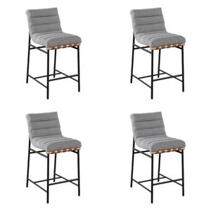 Pemberly Row Set of 4 Gray Boucle Fabric Counter Height Chairs