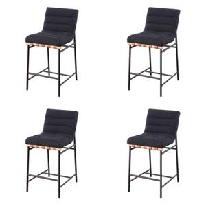 Pemberly Row Set of 4 Counter Height Chairs in Black Boucle Fabric