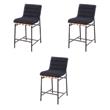 Pemberly Row Set of 3 Counter Height Chairs in Black Boucle Fabric