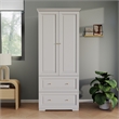 Pemberly Row Modern Armoire Closet with 2 Doors and 2 Drawers in White