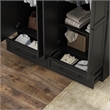 Pemberly Row Modern Large Wardrobe Armoire with 4 Doors and 2 Drawers in Black