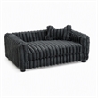 Pemberly Row Faux Fur Dog Bed with Bone Pillow in Gunmetal Gray