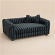 Pemberly Row Faux Fur Dog Bed with Bone Pillow in Gunmetal Gray